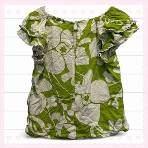 christian siriano green & white floral lace tee